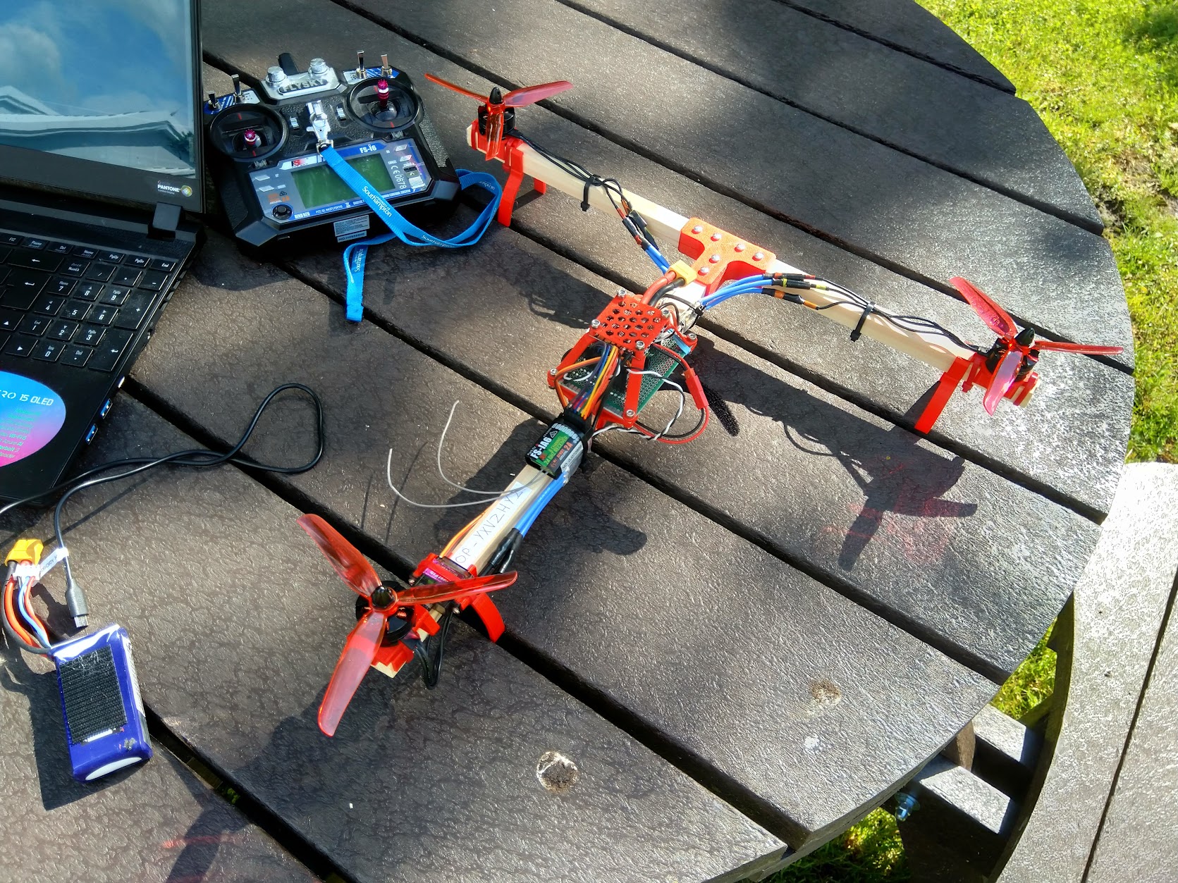 Tricopter on a table outside